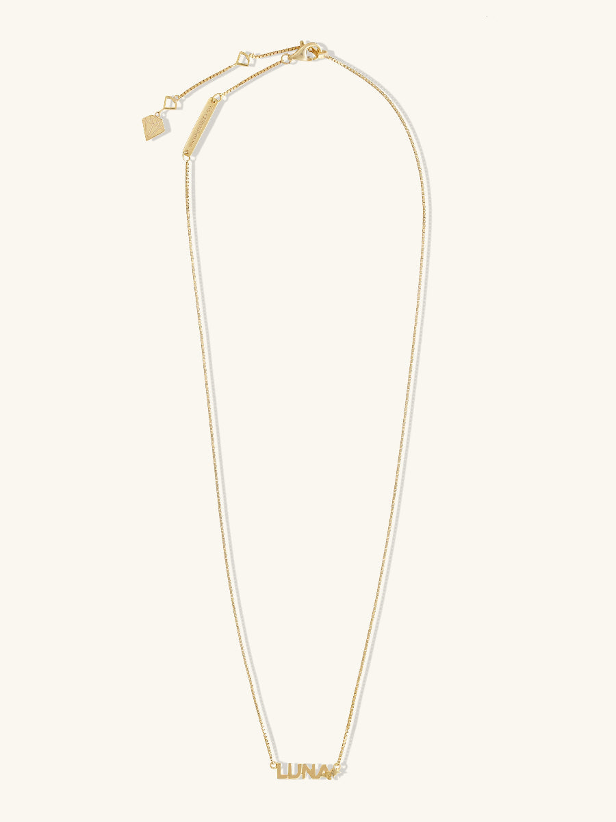 14K Gold Vermeil Nameplate Necklace With Classic Box Chain