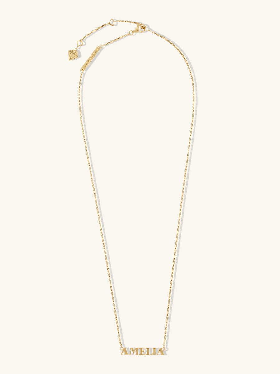14K Gold Vermeil Nameplate Necklace With Curb Chain