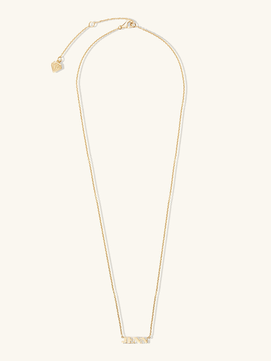 14K Solid Gold Nameplate Necklace With Standard Chain