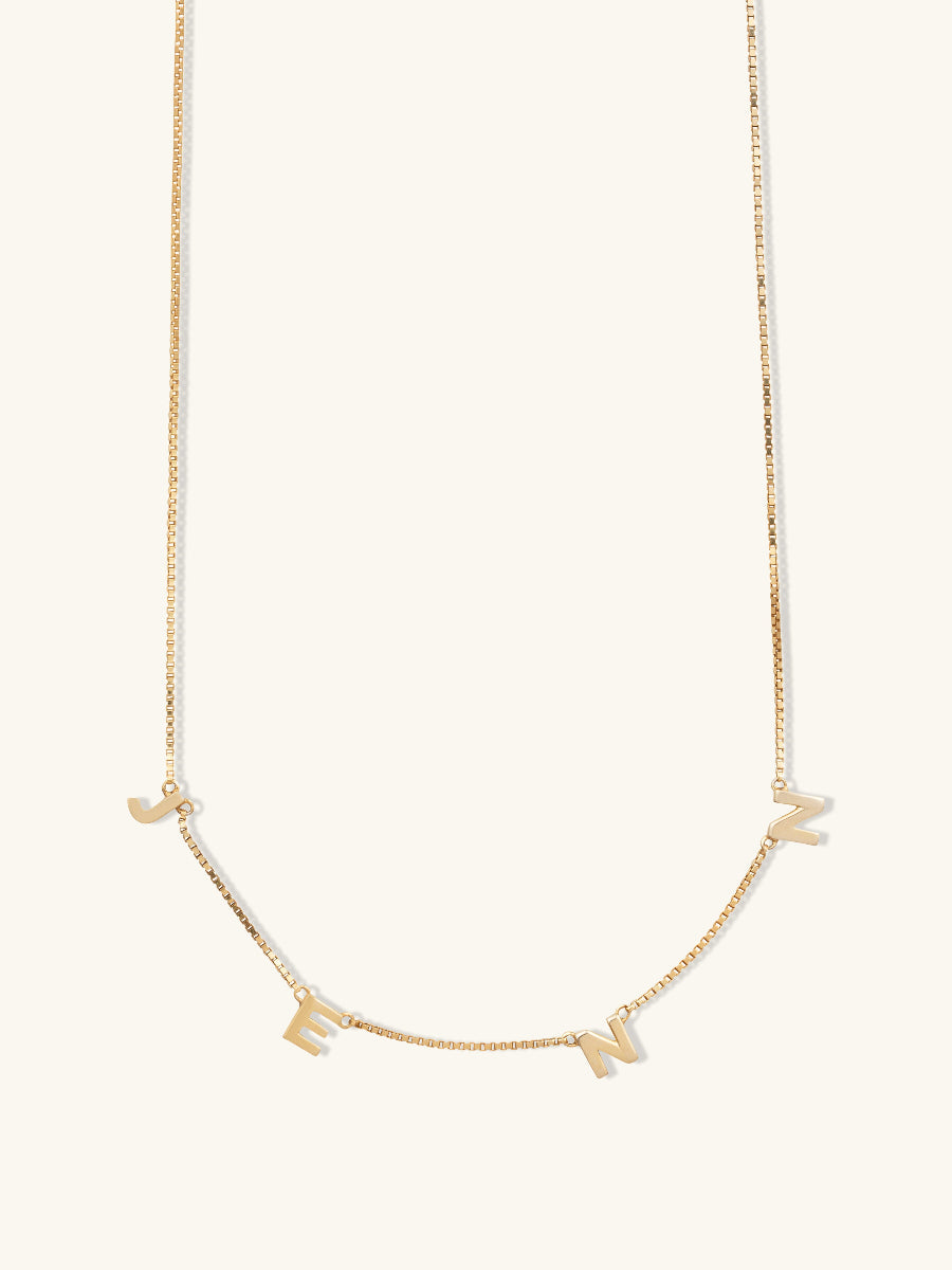 14K Gold Vermeil Space Letter Necklace With Classic Box Chain