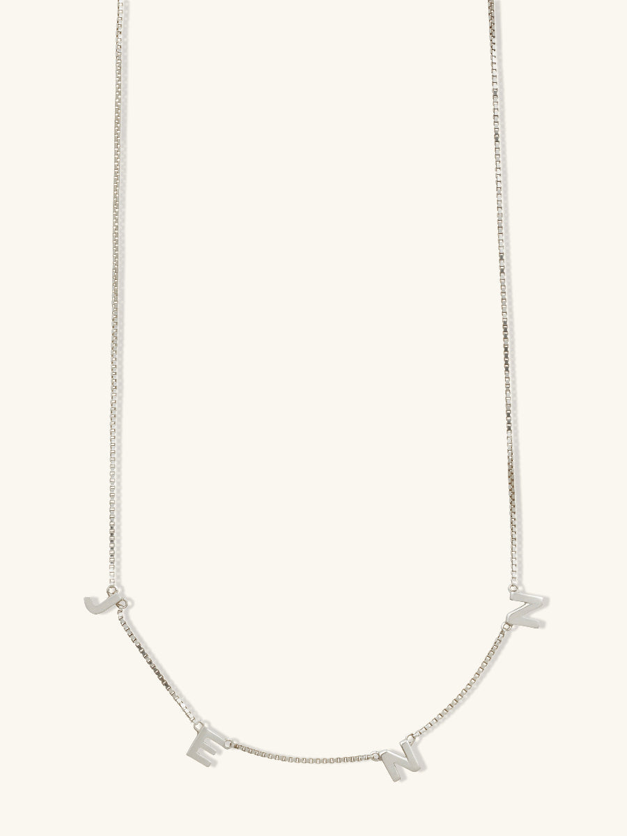 Sterling Silver Space Letter Necklace With Classic Box Chain