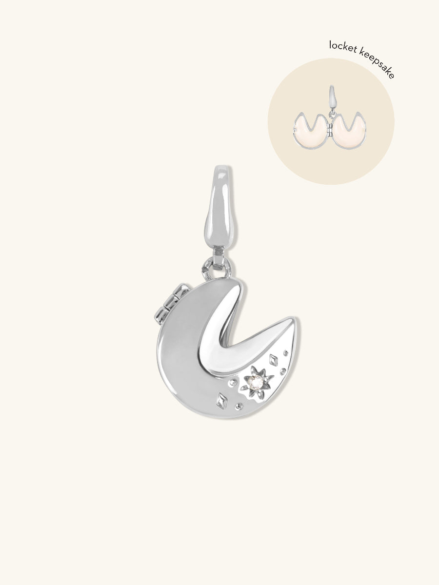 Petite Fortune Cookie Silver Locket Charm