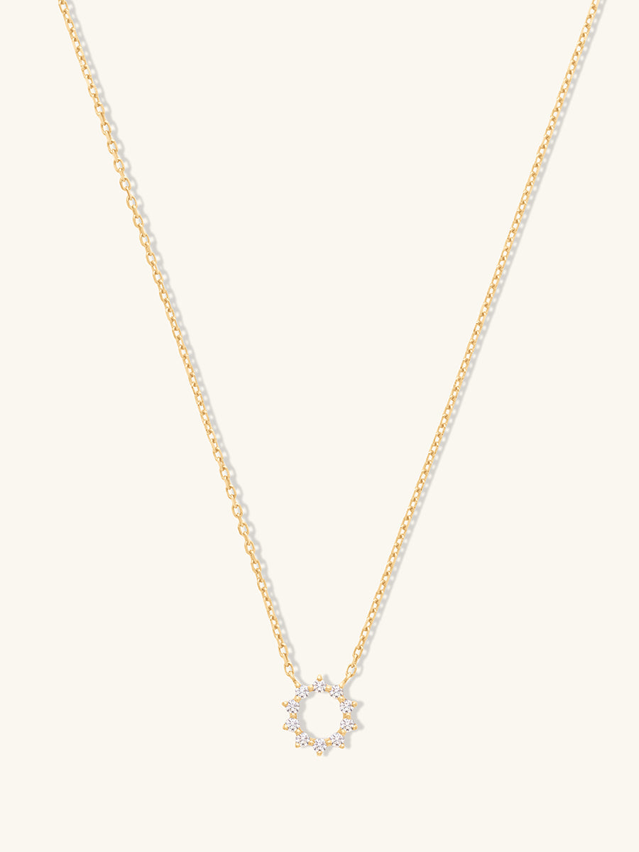 Petite Sunseeker Diamond Pave 14K Solid Gold Necklace