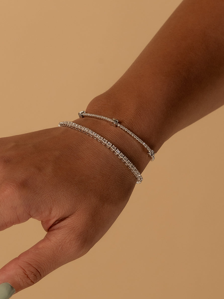 Pave 925 Sterling Silver Petite Tennis Bracelet
