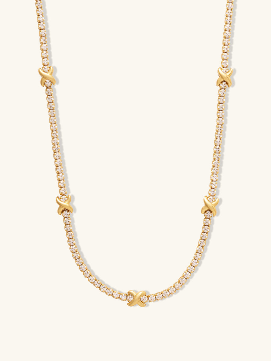 Pave 14K Gold Vermeil Petite Tennis Necklace
