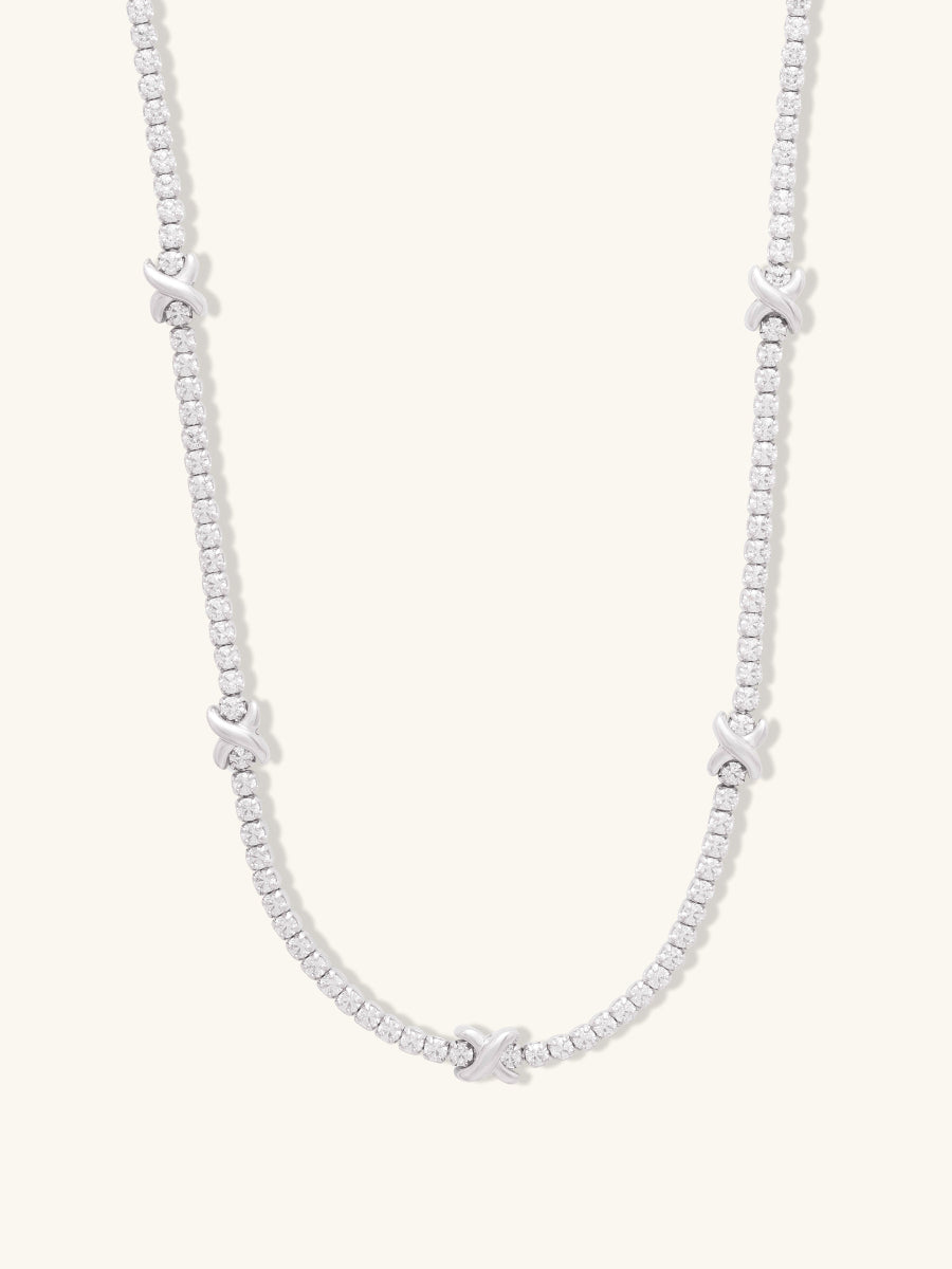 Pave 925 Sterling Silver Petite Tennis Necklace