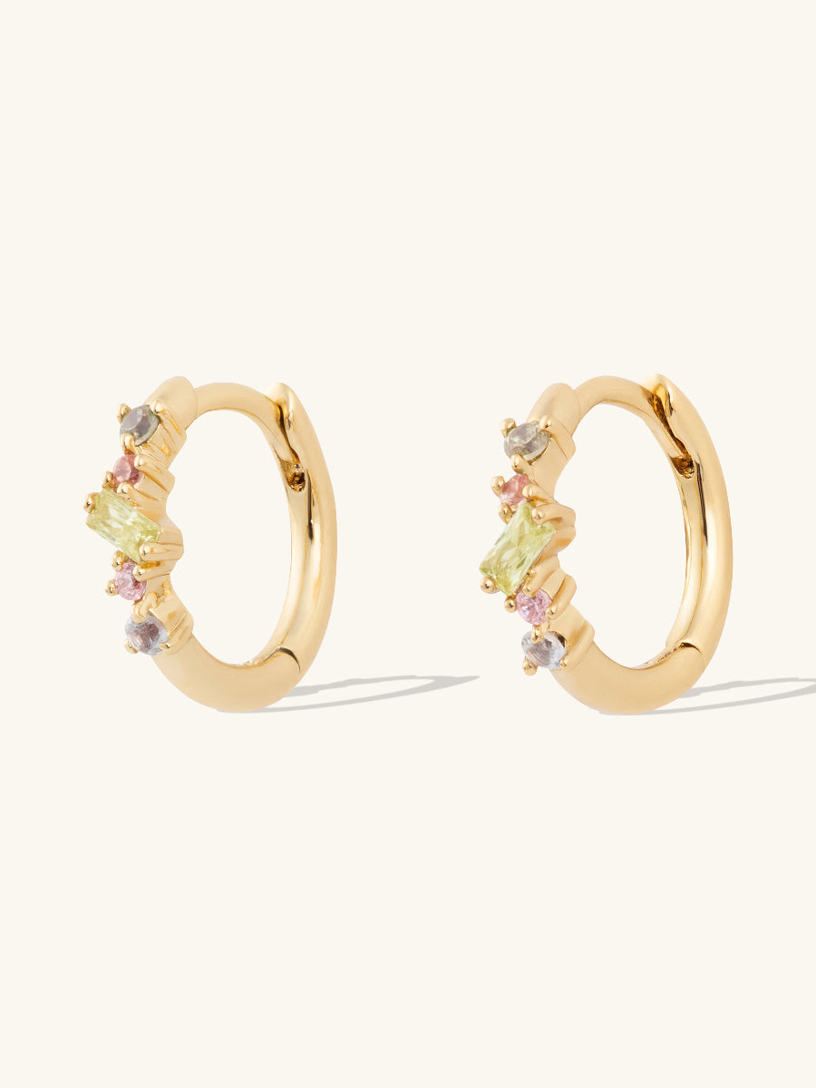 Aurora Rainbow & Gold 9mm Huggie Earrings