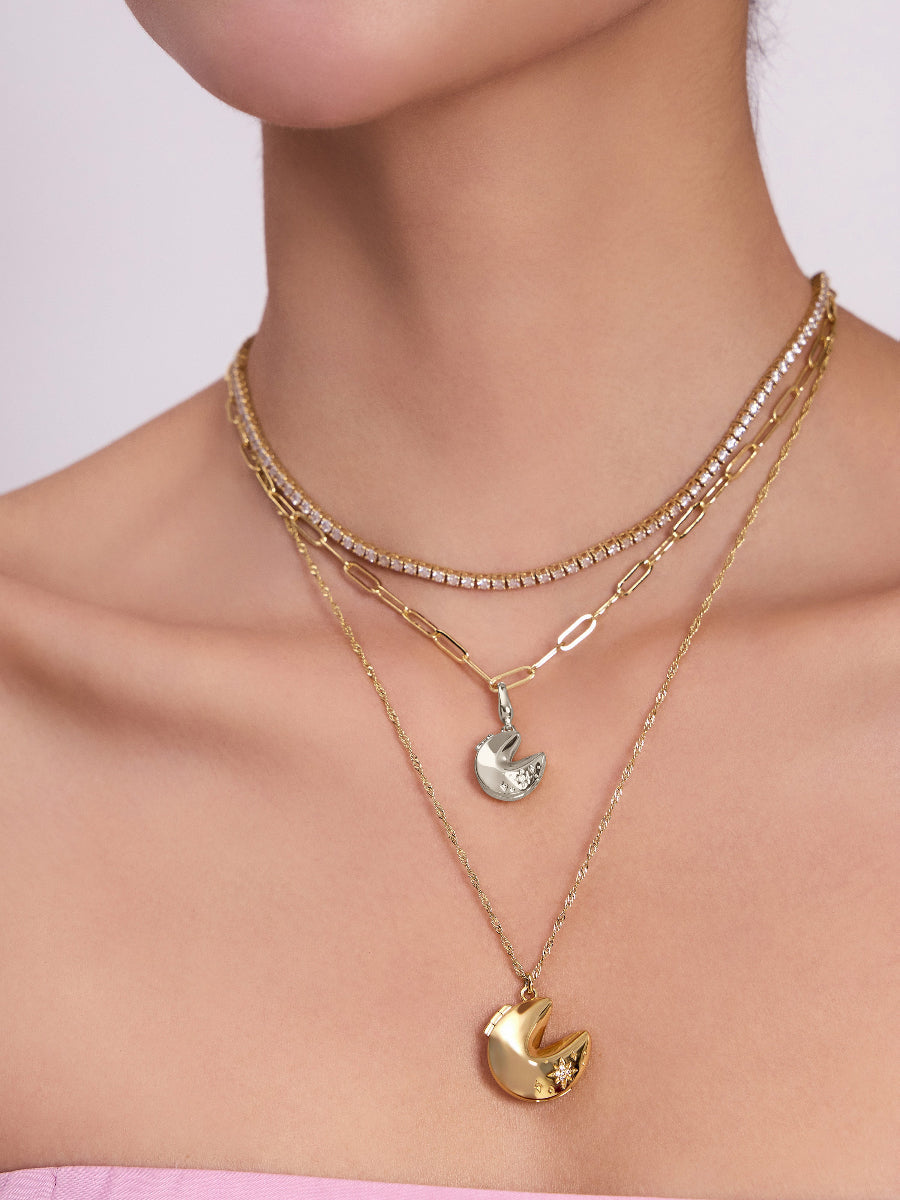 Petite Fortune Cookie Silver Locket Charm