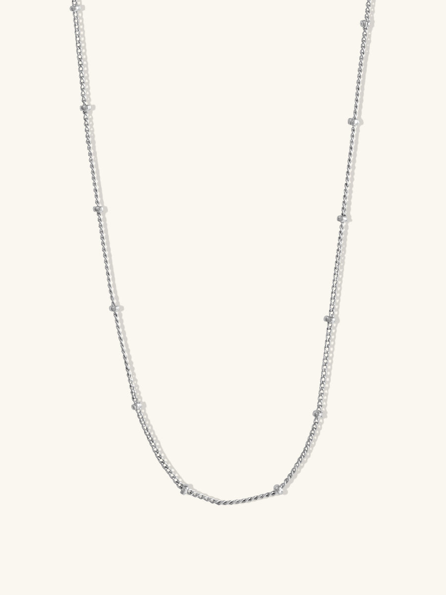 Beaded Chain Silver Necklace