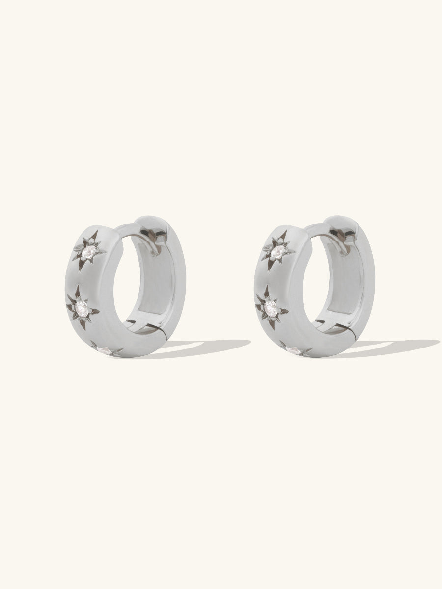 Constellation Silver 7mm Baby Huggie Earrings