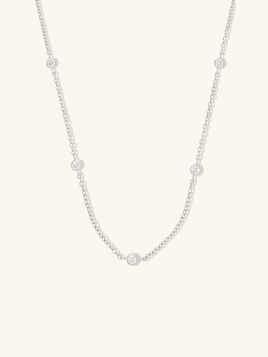 Multi Brilliant Bezel 925 Sterling Silver Necklace