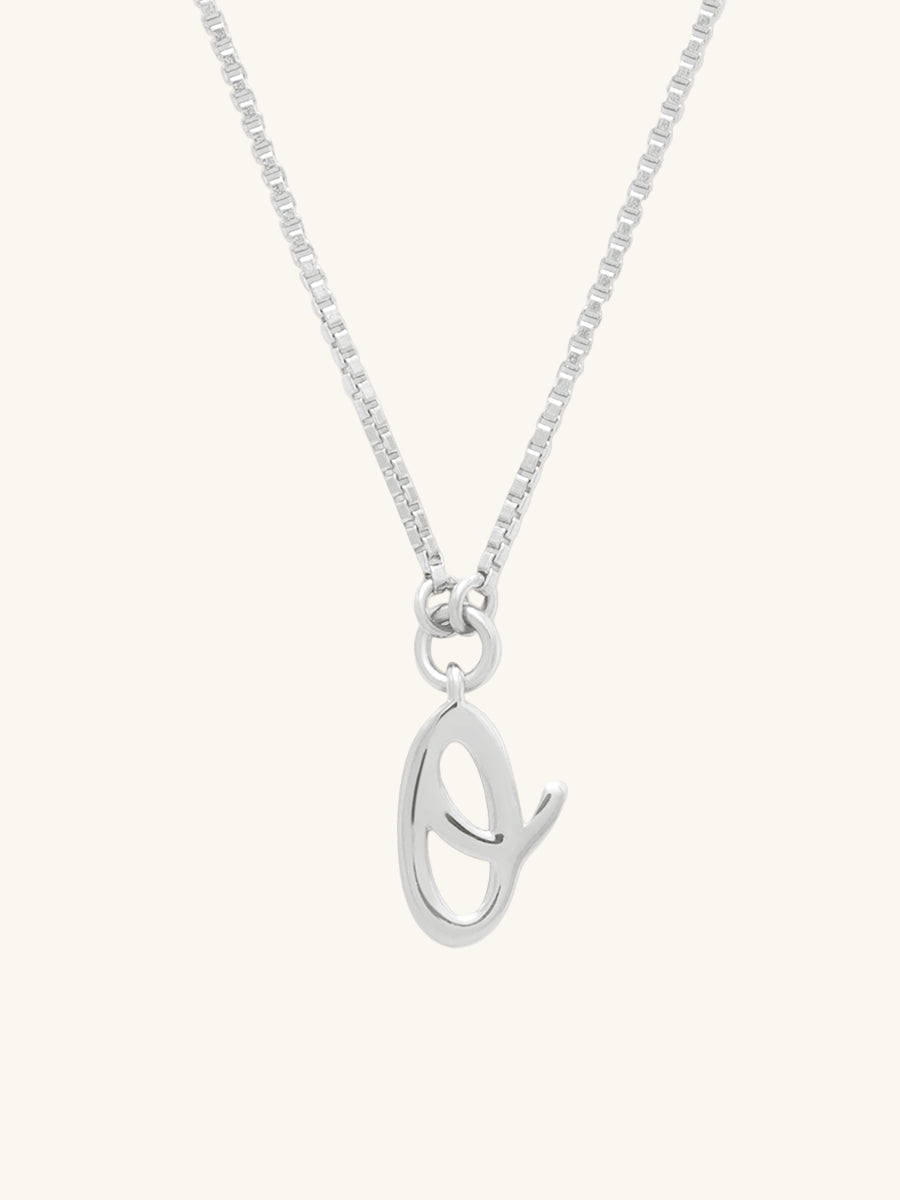 Sterling Silver Bezel Initial Necklace With Classic Box Chain