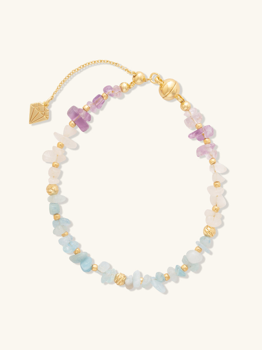 Aquamarine Beaded Gold Bracelet