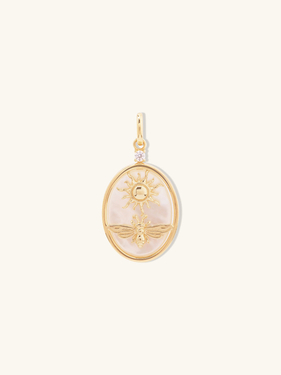 Bee Mother Of Pearl 14K Gold Vermeil Pendant
