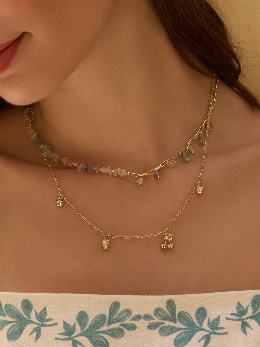 Fruit Party Charms Gold Necklace