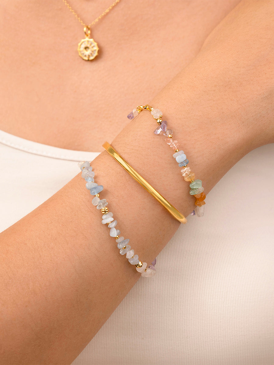 Aquamarine Beaded Gold Bracelet