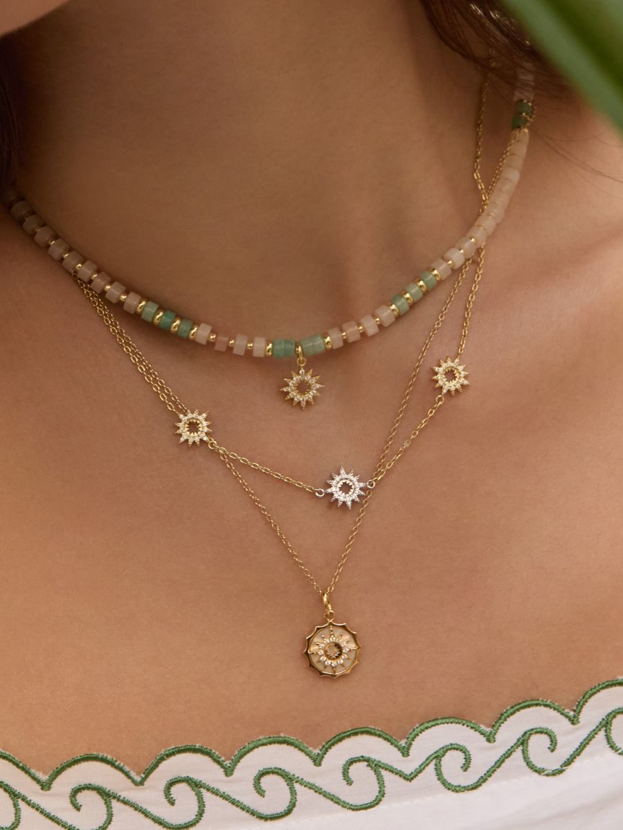 Sun Hues Beaded Gold Necklace