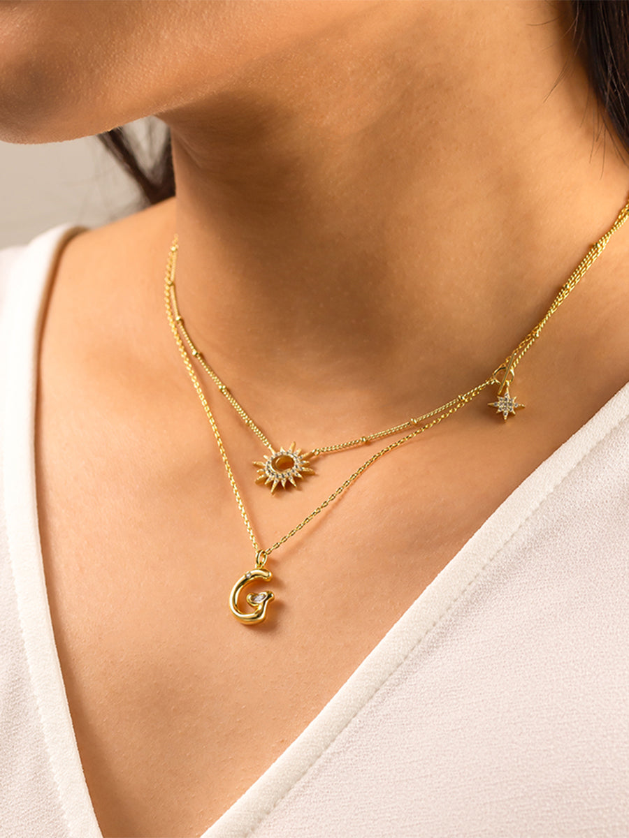 Sunlit Crescent Gold Necklace