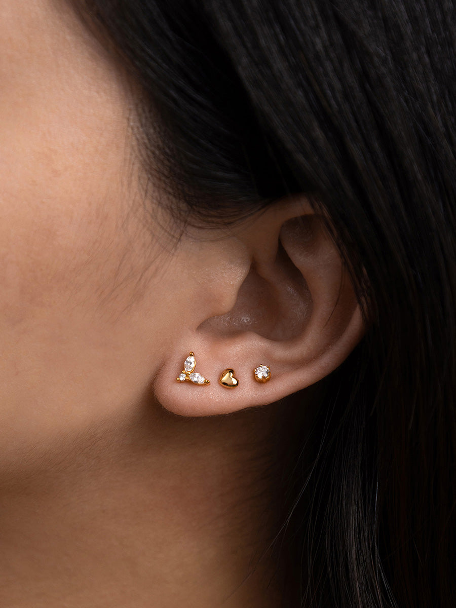 Brilliant Gold 3mm Flat Back Earring