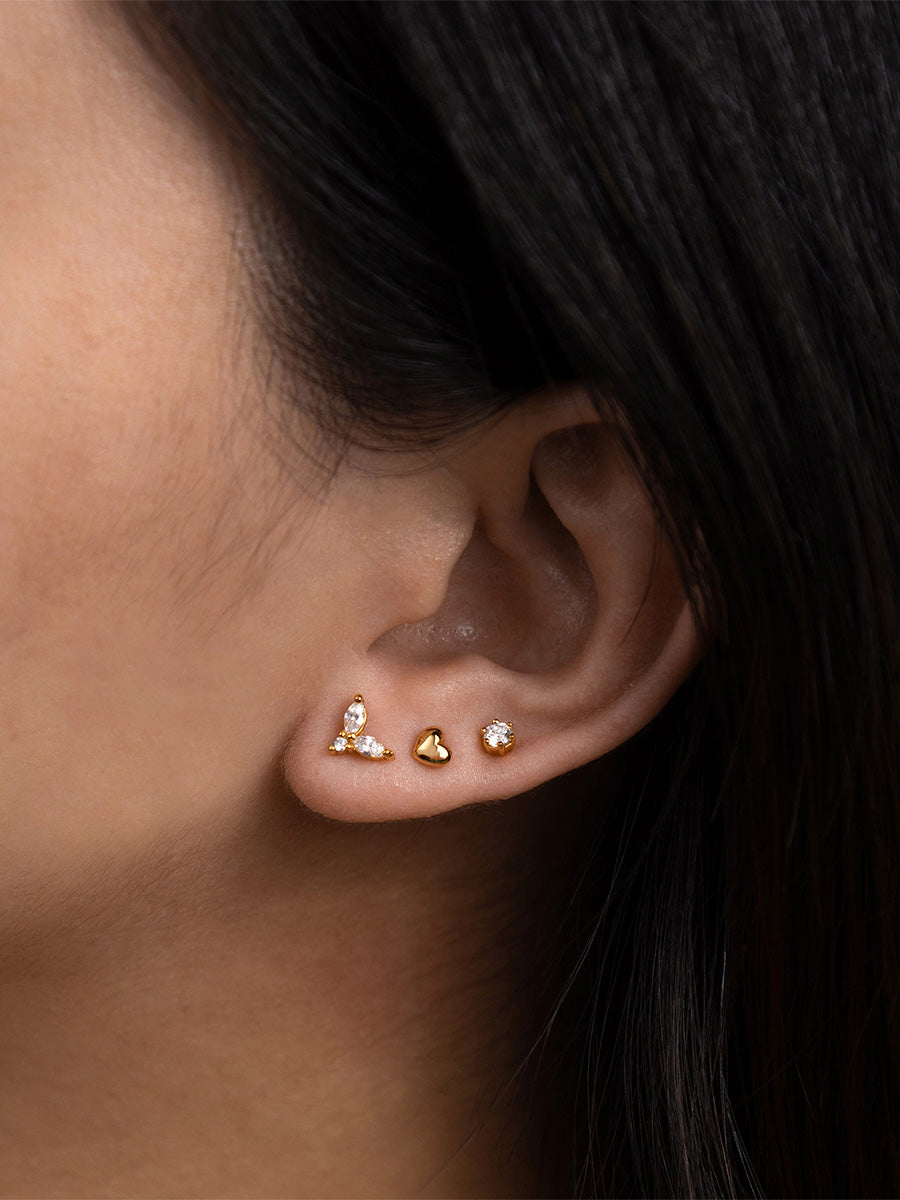 Marquise Cluster Gold Flat Back Earring