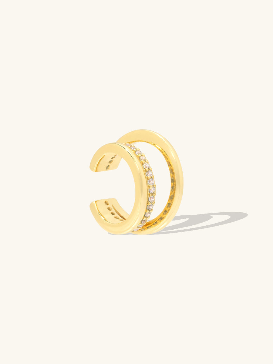 Double Pave Gold 9mm Ear Cuff