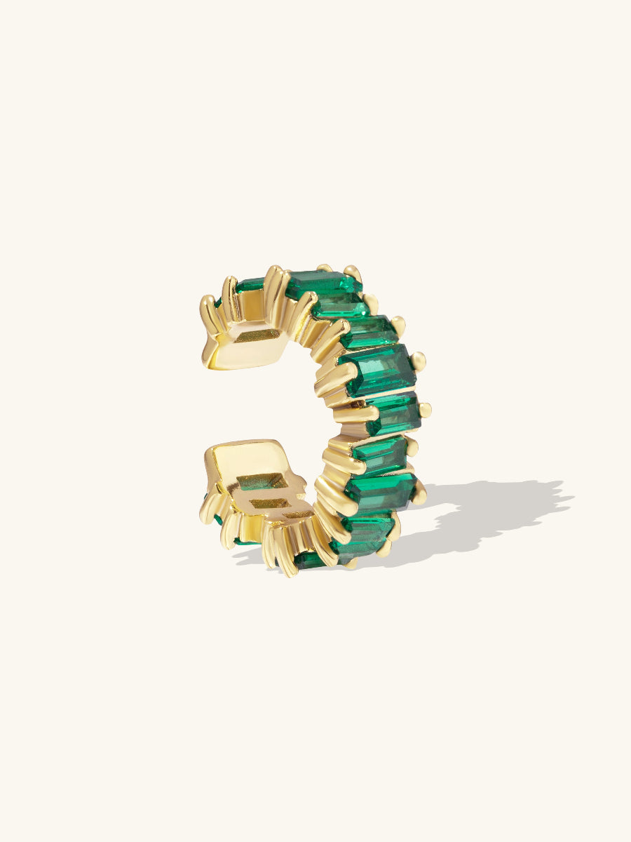 Jagged Baguette Emerald & Gold 9mm Ear Cuff