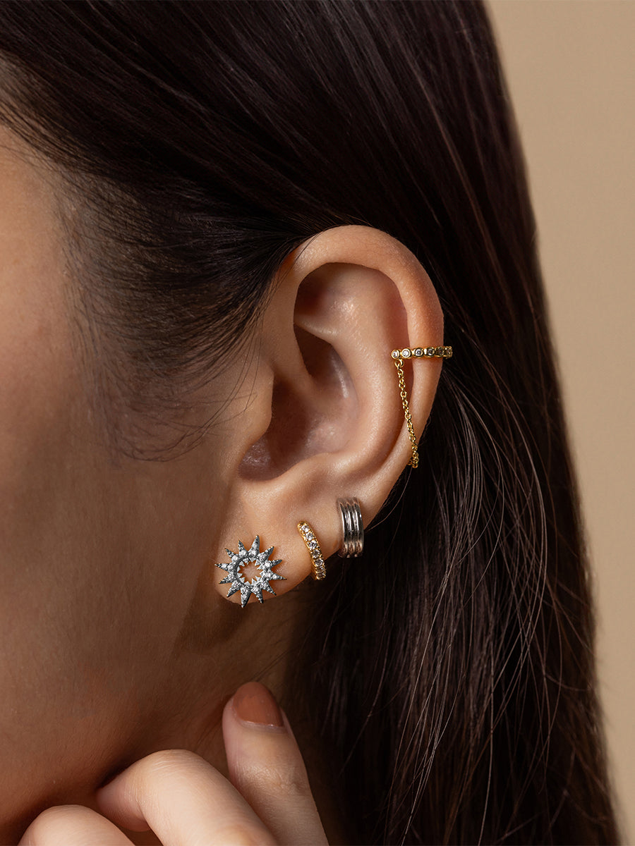 Classic Pave Gold 7mm Huggie Earrings
