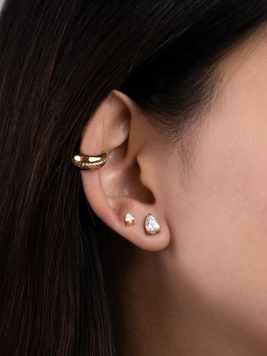 Teardrop Gold 3mm Flat Back Earring
