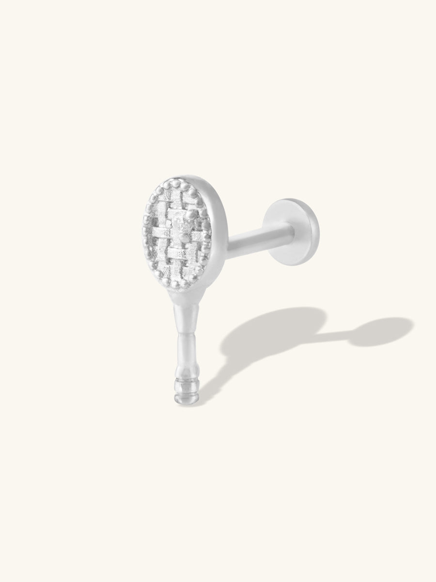 Tennis Your Way Silver Flat Back Earring