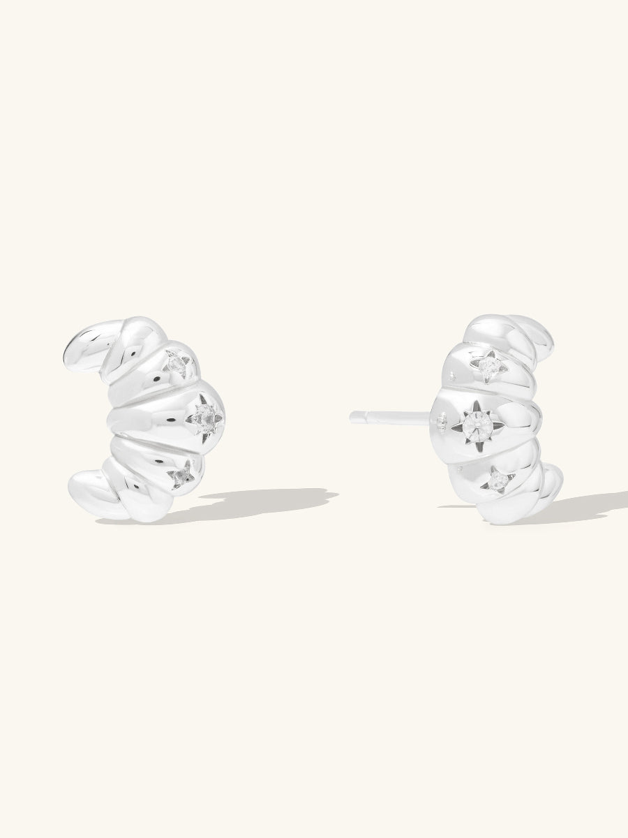 Croissant Silver Stud Earrings