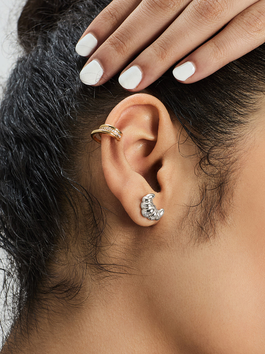 Croissant Silver Stud Earrings