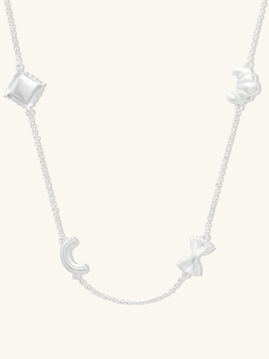 Food Party Charms Silver Necklace