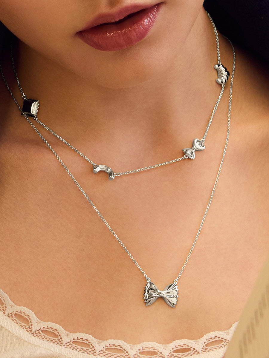 Food Party Charms Silver Necklace