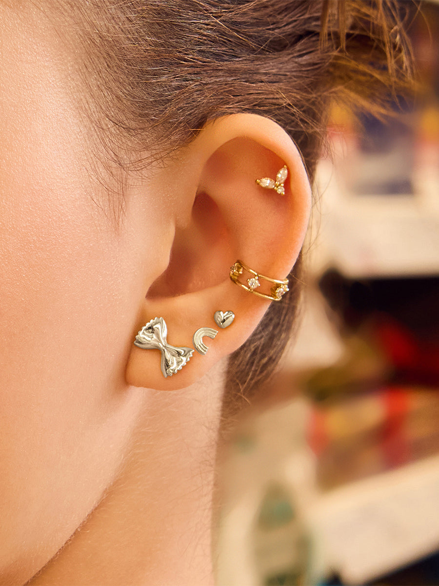 Rainbow Silver Flat Back Earring