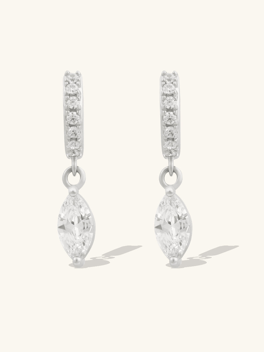 Marquise Silver Baby Huggie Earrings