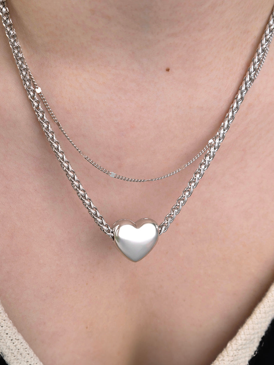 Bubble Heart Silver Locket Pendant