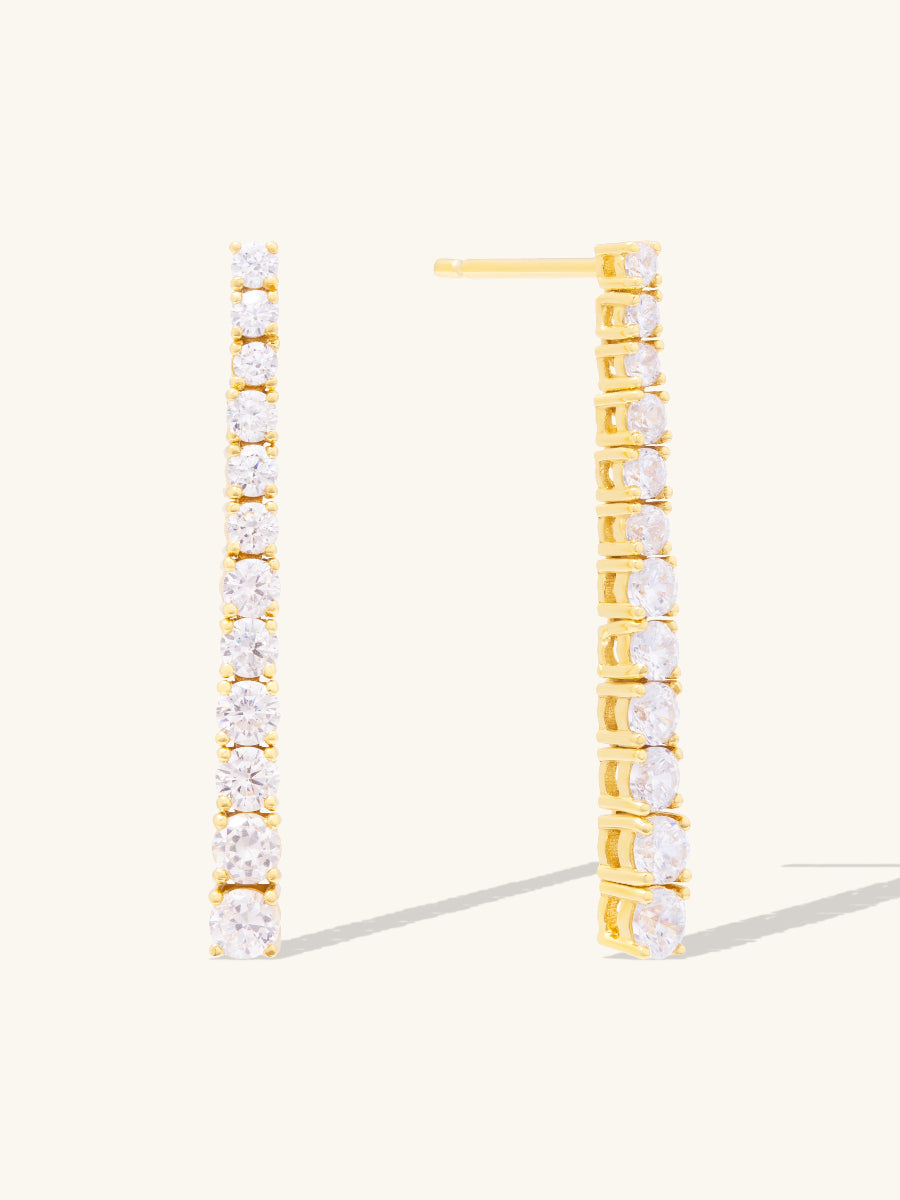 Pave 14K Gold Vermeil Tennis Earrings
