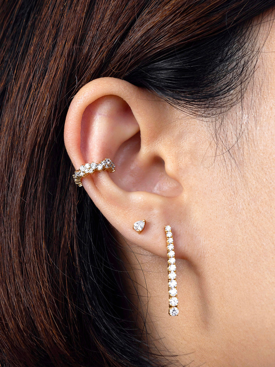 Pave 14K Gold Vermeil Tennis Earrings