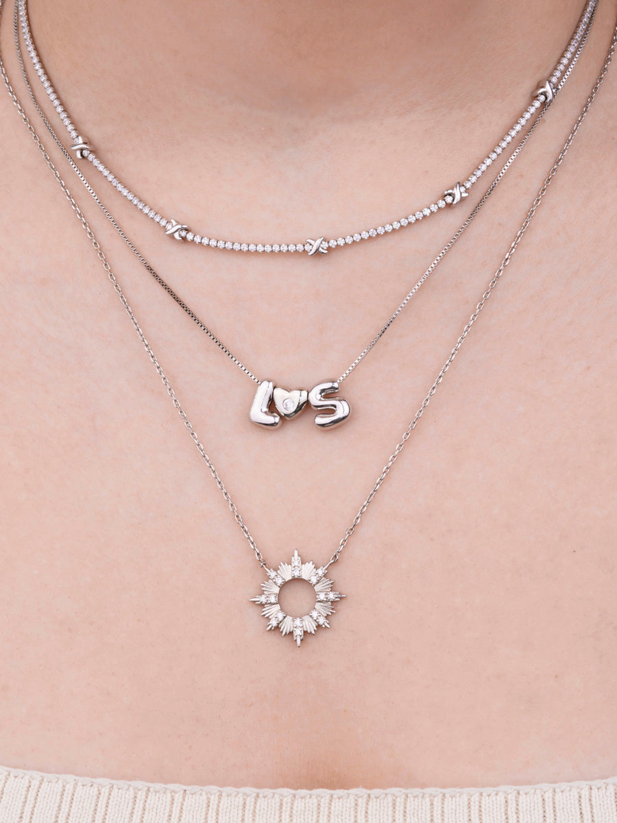 Petite Birthstone Heart Bubble Silver Charm