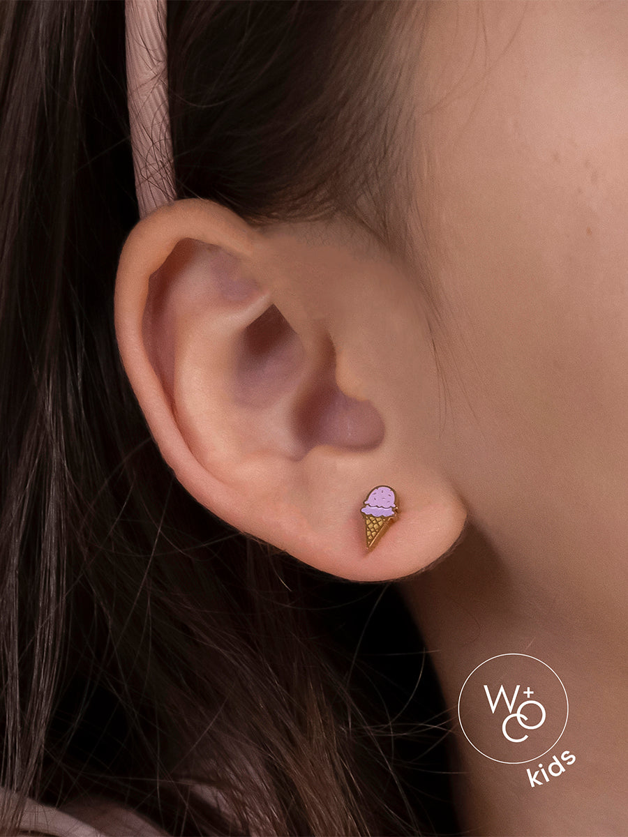 Ice Cream Enamel Gold Flat Back Earrings