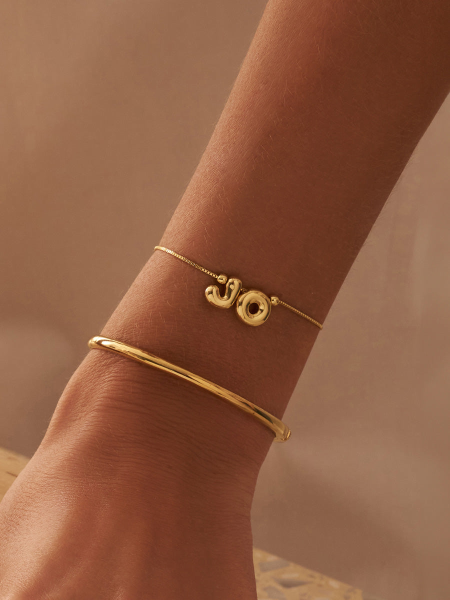 Gold Sliding Box Chain Bracelet