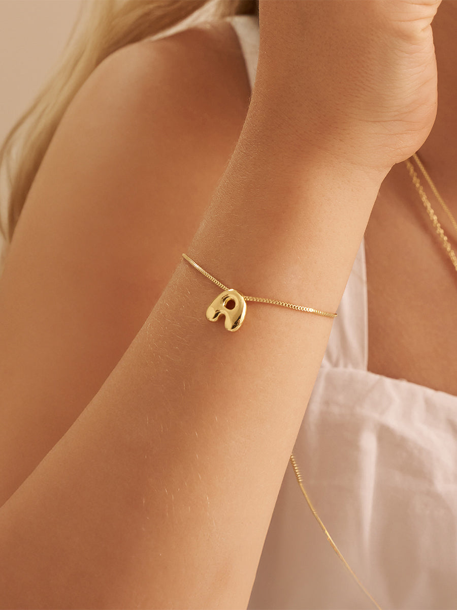 Petite Alphabet Bubble Gold Bracelet