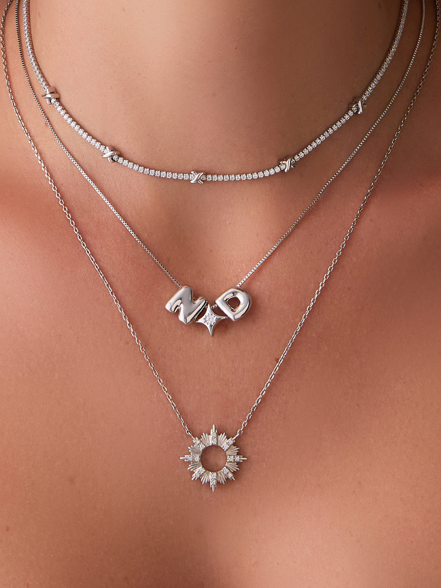 Petite Birthstone Star Bubble Silver Charm