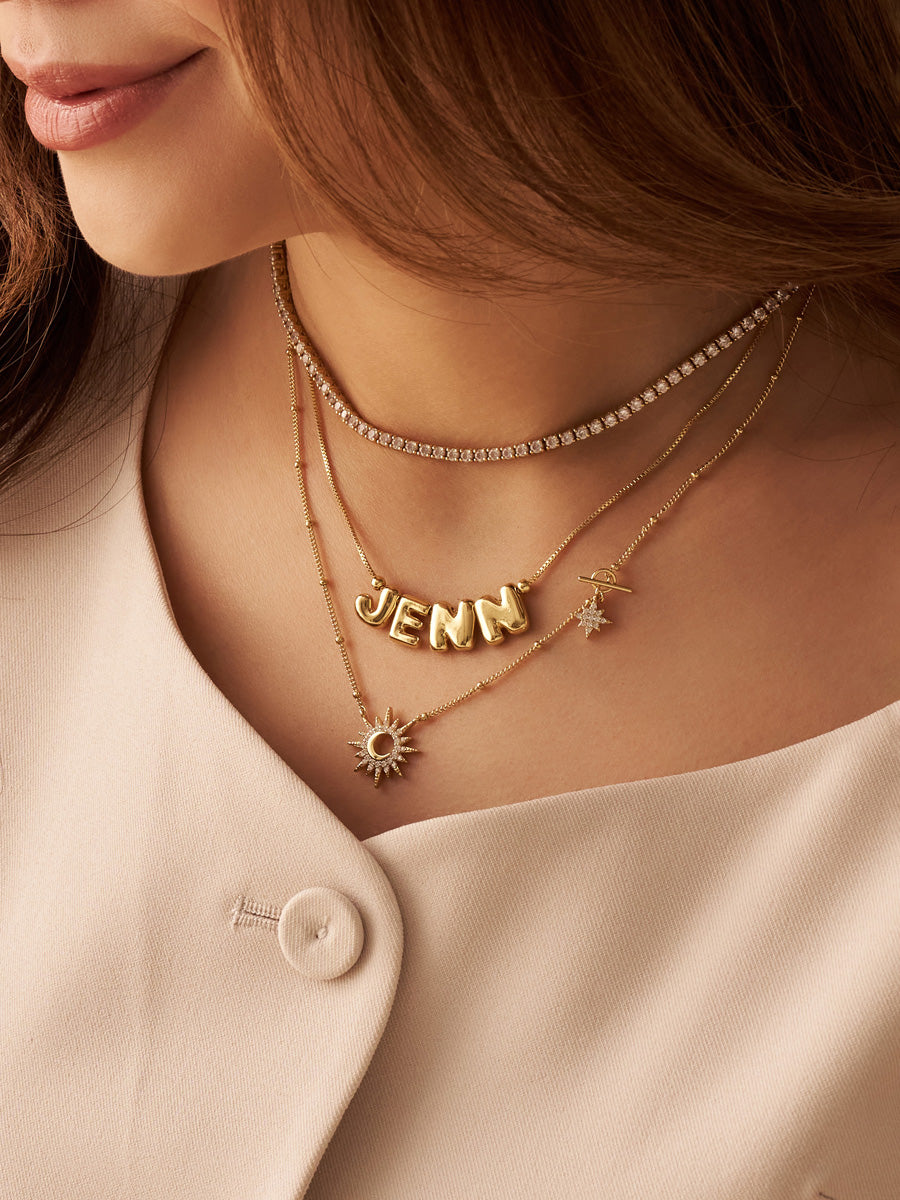 Gold Sliding Box Chain Necklace
