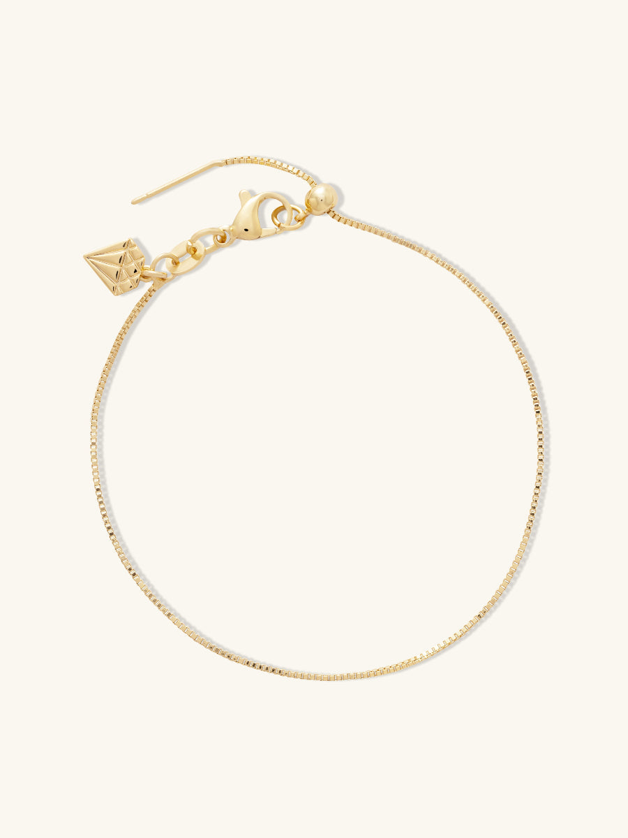 Gold Sliding Box Chain Bracelet
