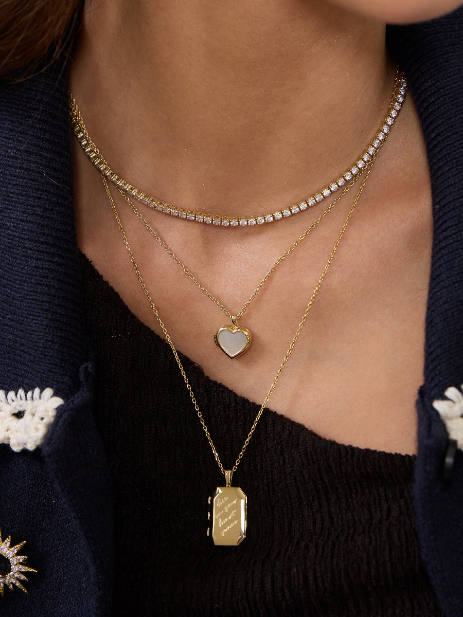 Heart Space Gold Locket Necklace