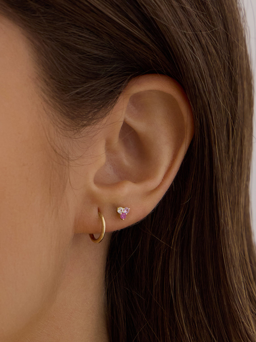 Sapphire 14K Solid Gold Flat Back Earring