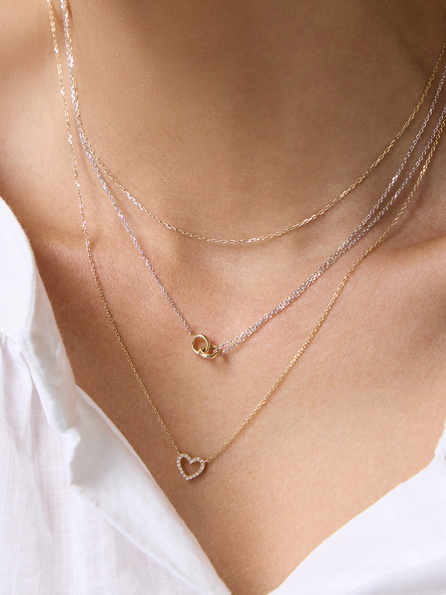 Double Link 14K Solid Gold Necklace