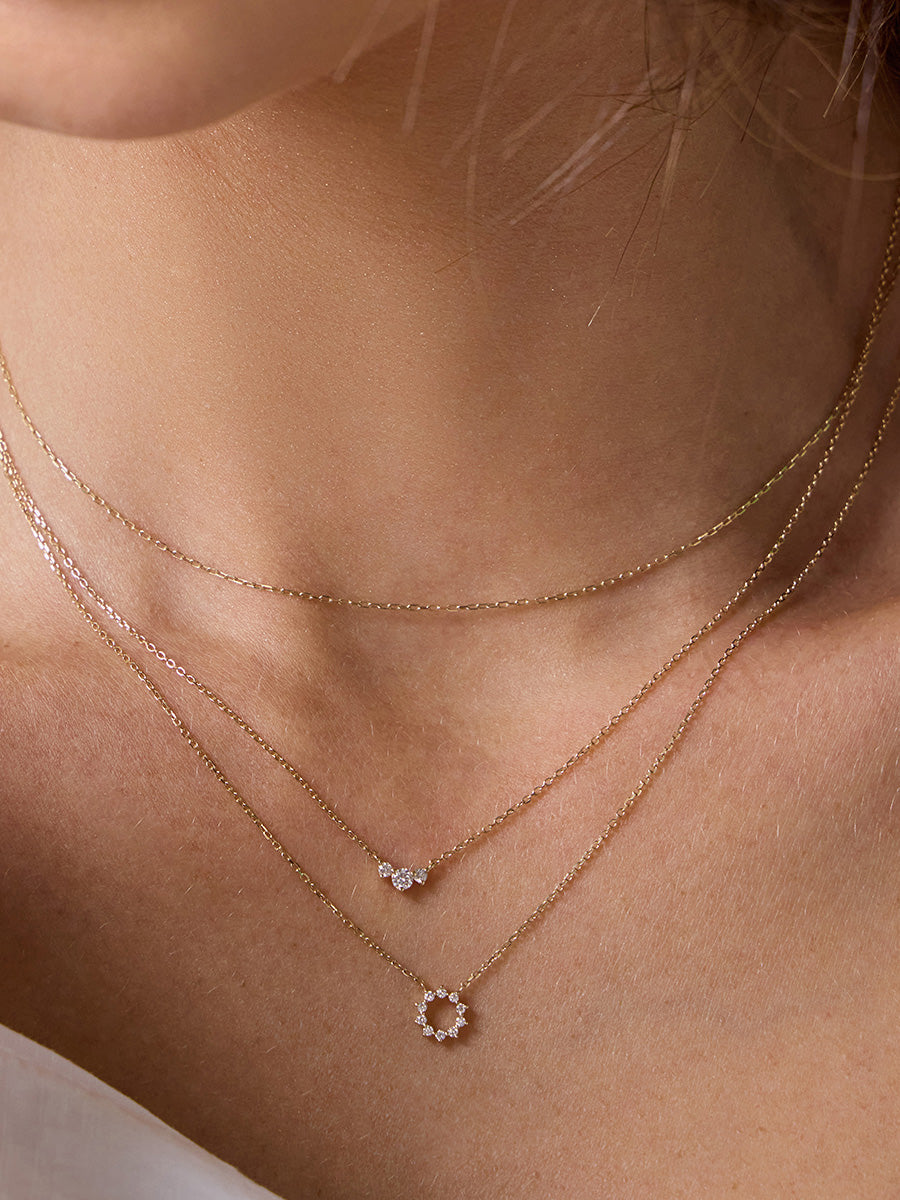 Petite Sunseeker Diamond Pave 14K Solid Gold Necklace