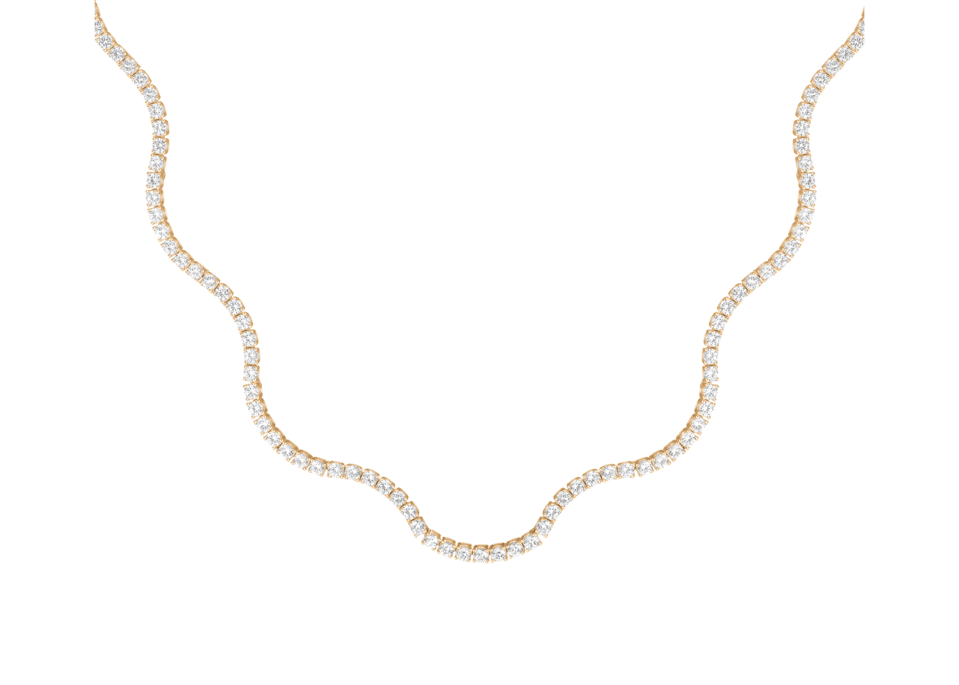 Lab Grown White Sapphire Wave Tennis Necklace